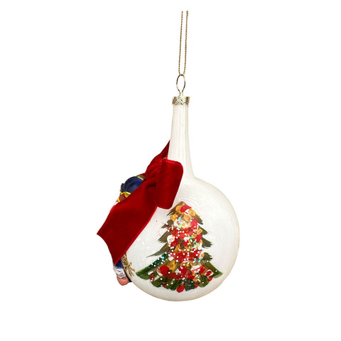 Boule de Noël EDG avec soldat Sapins de Noël sphère latérale en verre blanc Ø12 cm