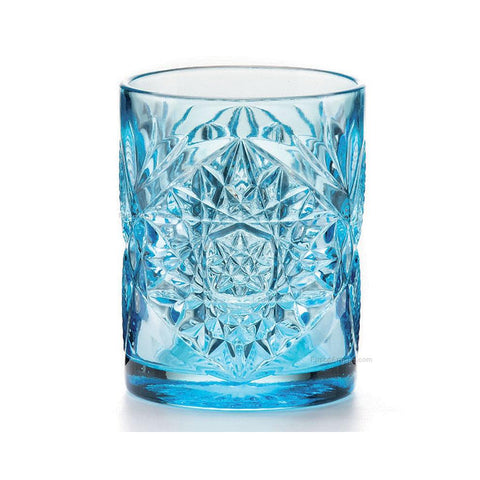 Fade Set 6 blue water glasses with "Vintage" Glamor decoration 300 ml