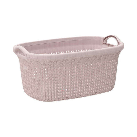 INART Pink bathroom laundry basket with handles 35lt 56x37x26 cm