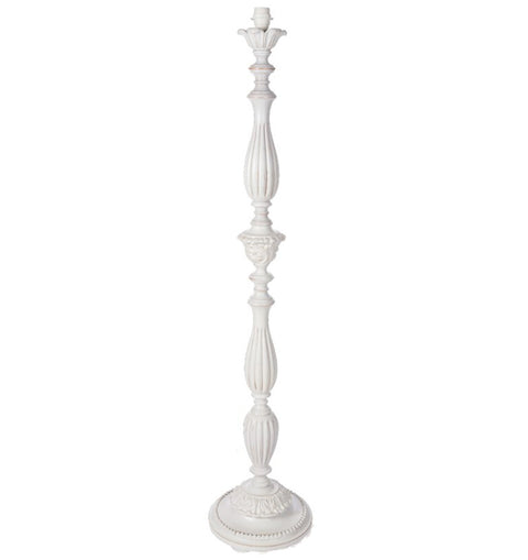 COCCOLE DI CASA Wooden floor lamp made in Italy pickled white antique effect, vintage Shabby Chic "Dalila" D.32xh144 cm