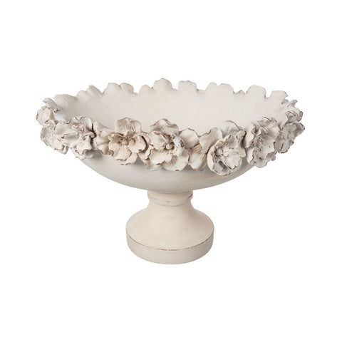 COCCOLE DI CASA Oval stand with roses Shabby Chic cream polyresin 38x29x25 cm