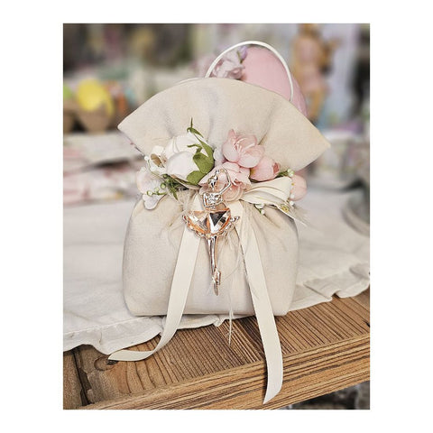 Lena's Flowers Velvet bag with ballerina Made in Italy D10xH18 cm