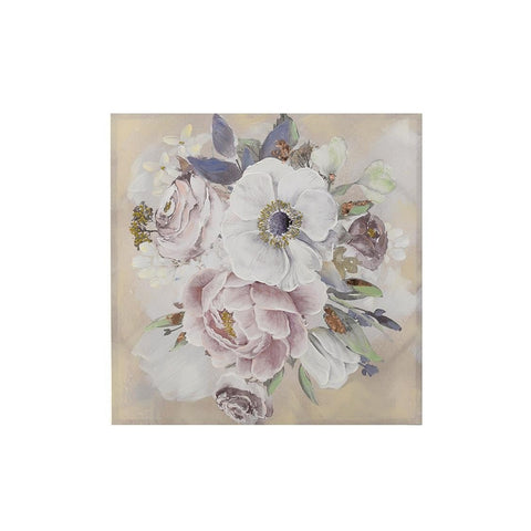 INART Quadro Stampa Tela Canvas senza cornice con fiori rosa e bianchi 80x3x80cm