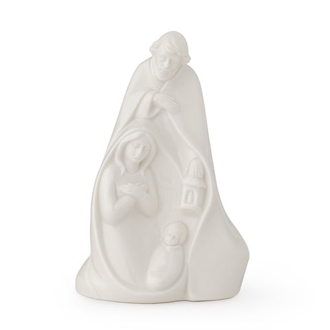 HERVIT Nativité à décor sainte famille en porcelaine blanche H16 cm