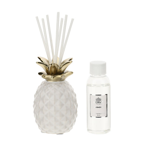 HERVIT Parfum environnement ananas grès 50ml or blanc 28322