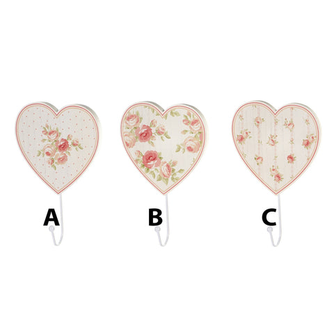 FABRIC CLOUDS Heart hanger 1 hook ANNETTE 3 variants pink 15x4,5x24 cm