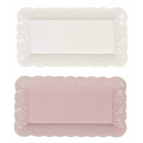 BLANC MARICLO Plateau rectangulaire en céramique blanc ou rose 39x21,5x3,1cm A30140