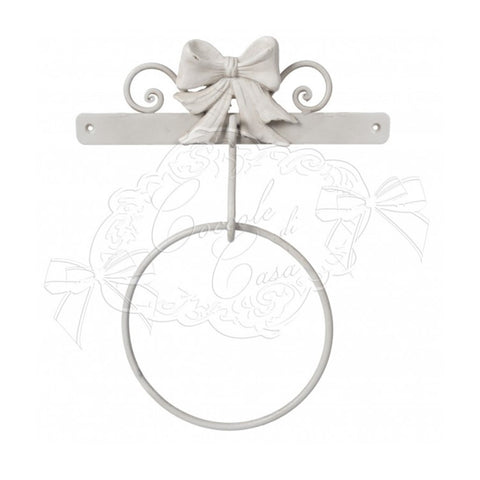 Coccole di Casa Shabby pickled white ring towel holder
