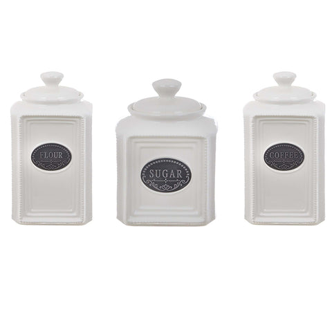 BLANC MARICLO' Set of three ceramic kitchen jars