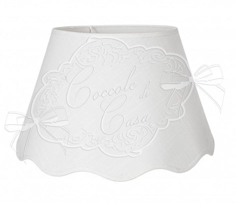 COCCOLE DI CASA Abat-jour capot moyen festonné en tissu blanc E14 Shabby Chic Vintage D.20XP.35XH.20 cm