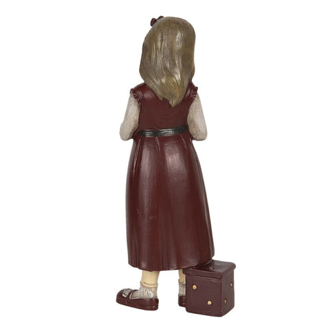 CLAYRE E EEF Decorazione natalizia statuina bambina con bambola vintage 8x7x21cm