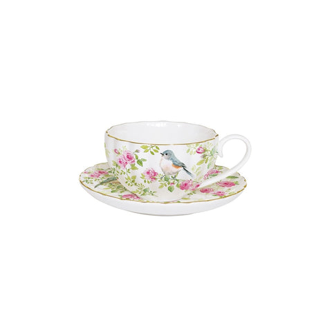 EASY LIFE Set of two teacups w/porcelain saucer SPRING TIME in color box 200 ml
