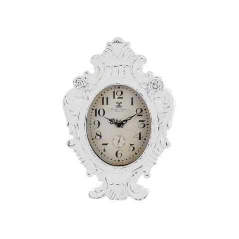 BLANC MARICLO' Shabby Chic standing clock with white wooden roses 32x22 cm