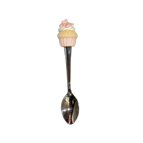 I DOLCI DI NAMI Cucchiaino in metallo con decoro muffin cuore e fiocco rosa 16 cm