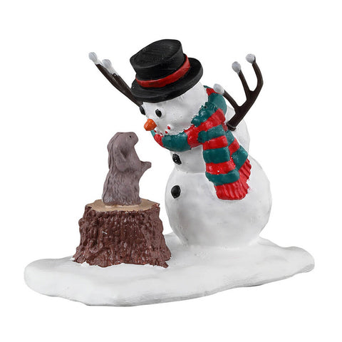 LEMAX Snowman and Bunny "Bunny Makes A Friend" in resin