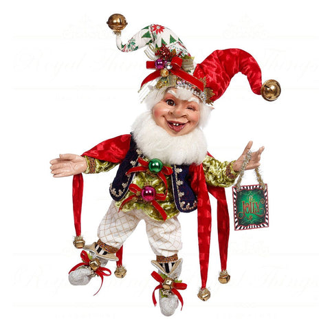 GOODWILL Figurine lutin farceur de Noël en résine et tissu rouge et blanc H46 cm
