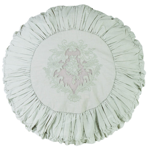 BLANC MARICLO' Coussin décoratif rond WINDSOR gris tourterelle 50x50 cm a29340