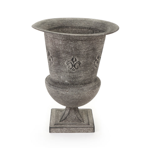 FABRIC CLOUDS Vase fleuri d'intérieur en métal gris, vintage shabby chic Belle Epoque effet antique