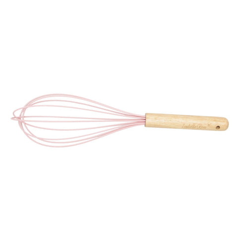 ISABELLE ROSE Pink silicone hand whisk with wooden handle 25 cm IRSI14