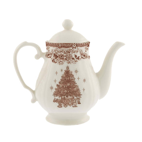 BLANC MARICLO' Christmas teapot DIANA ROSE white ceramic and red decorations 965 ml