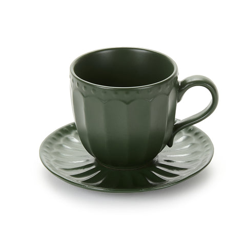 Nuvole di Stoffa Set of 2 Demetra forest green porcelain teacups 310 ml