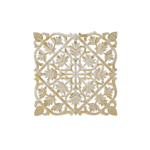 In Art Wooden wall sculpture in Ivory/Gold Shabby wood "Morocco"