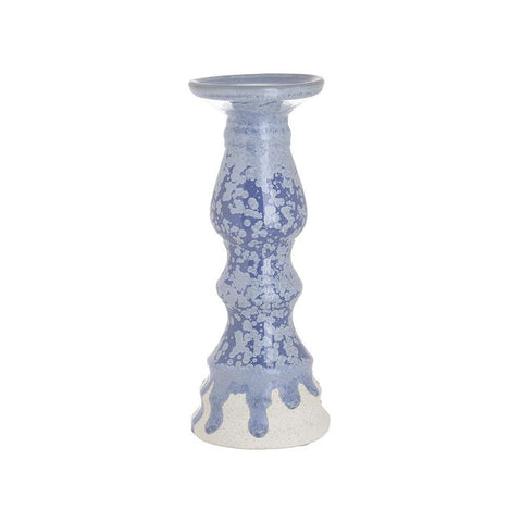 INART Portacandela ceramica blu bianco Ø10 H27 cm 3-70-663-0297