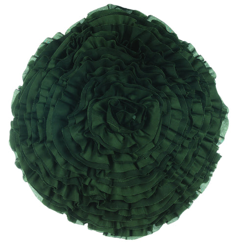 BLANC MARICLO' Cuscino arredo rotondo verde con rouches 45x45 cm a2957699ve