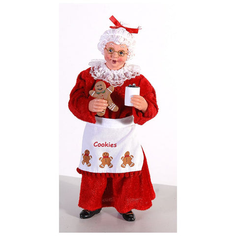 VETUR Figurine Mère Noël avec bonhomme en pain d'épice en résine et tissu H28 cm