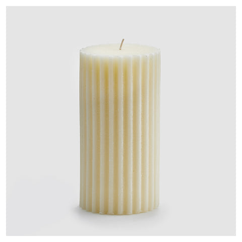 EDG Rustic decorative candle with ivory vanilla scented stripes H20 Ø10 cm