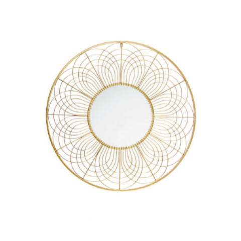 The art of Nacchi Round wall mirror in gold wrought iron Ø90x3 cm
