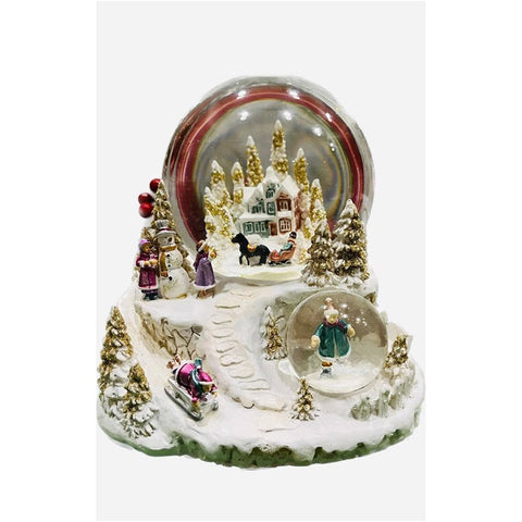 Boîte à musique Monde Paysage enneigé avec boules de verre en céramique fabriquées à la main et musique