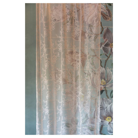 L'ATELIER 17 Bedroom window curtain in polyester lace with embroidered roses, "CIEL" Collection Shabby Chic 3 variants 140x290 cm