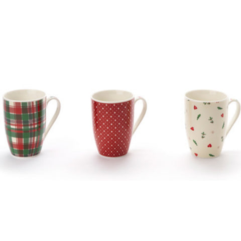 FABRIC CLOUDS Gift idea Porcelain Christmas mug 3 variants red 350 ml
