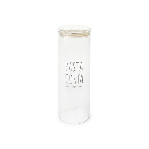 FABRIC CLOUDS Jar in borosilicate with "short pasta" writing decoration H 10x27.5 cm