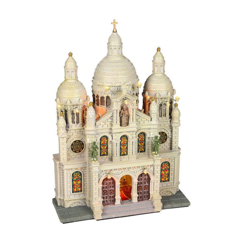 LEMAX Cathedral of Europe for Christmas village with lights polyresin white