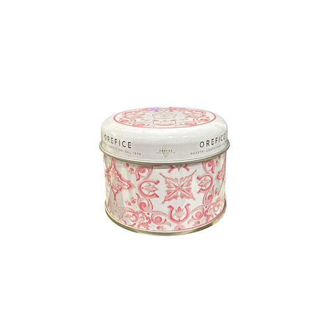 SHARON Scatola in latta con campana caprese bianca in porcellana, porta confetti made in italy idea bomboniera 70 gr