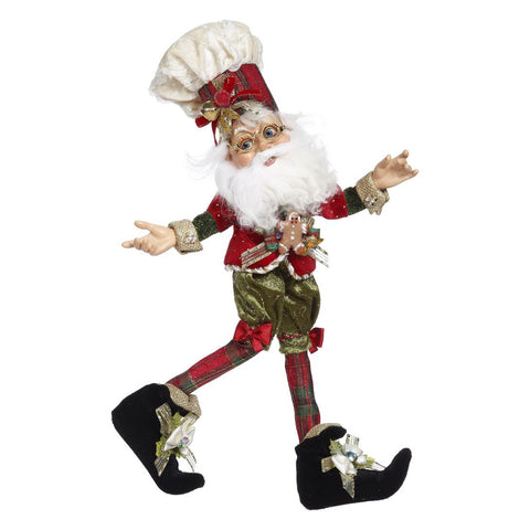 GOODWILL Statuetta elfo Babbo Natale cuoco resina e tessuto rosso e verde H34 cm