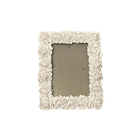 CUDDLES AT HOME Photo frame with flowers PEONIES white resin 13x18 cm