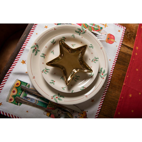 Clayre &amp; Eef Ceramic star bowl/Christmas candle holder 16x16xh2 cm
