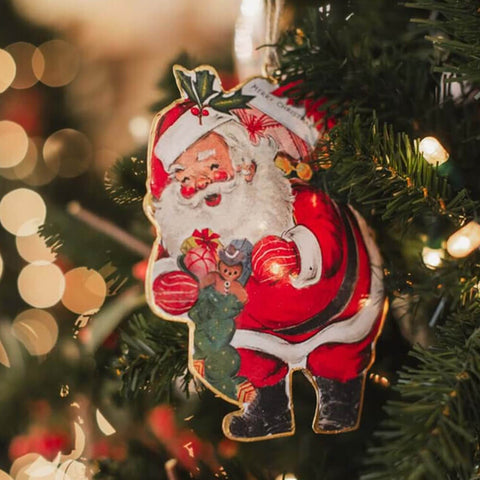 BLANC MARICLO' Décoration de Noël pour sapin métal Père Noël 11x1x16 cm