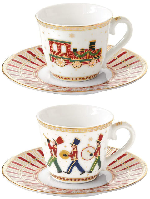 EASY LIFE Christmas set 2 coffee cups with saucer in porcelain "POLAR EXPRESS" 80 ml