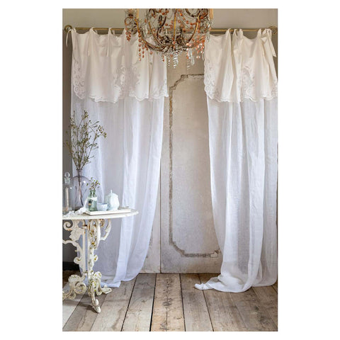 Blanc Mariclò Set of two white curtain panels in linen blend and valance 150x290 cm