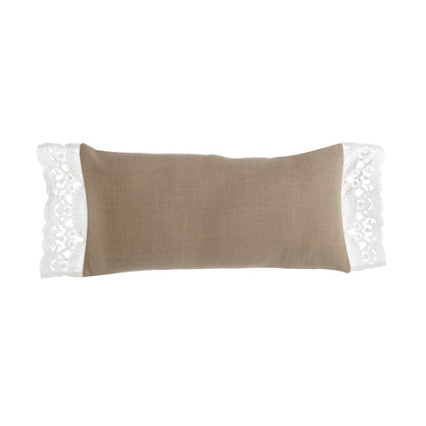BLANC MARICLO' Coussin décoratif rectangulaire bordé de dentelle de coton beige 30x50 cm