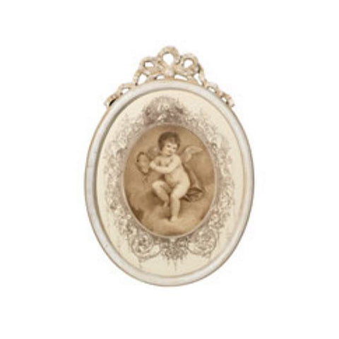 L'ART DI NACCHI Oval putti painting with beige wooden frame 2 variants 44x3x62cm