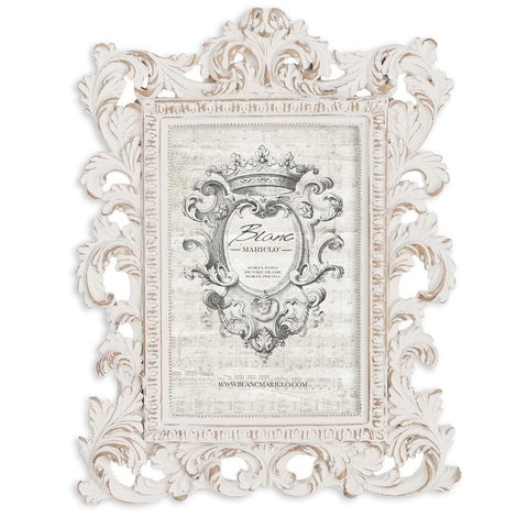 BLANC MARICLO' White photo frame in aged effect resin 18.90x24.20X1.80 cm