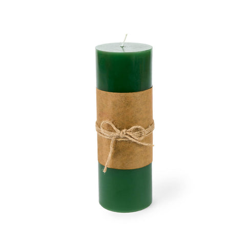 FABRIC CLOUDS Decorative cylindrical candle in pine green wax Ø7x20 cm