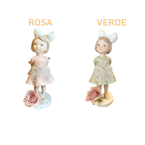 FIORI DI LENA Doll with butterfly applications in lace, rhinestones and flowers, wedding favor idea 100% Made in Italy 2 variants H 22x6 cm