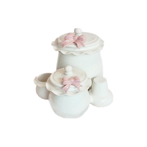 AD REM COLLECTION Pod holder set with white porcelain pink bow H15 cm