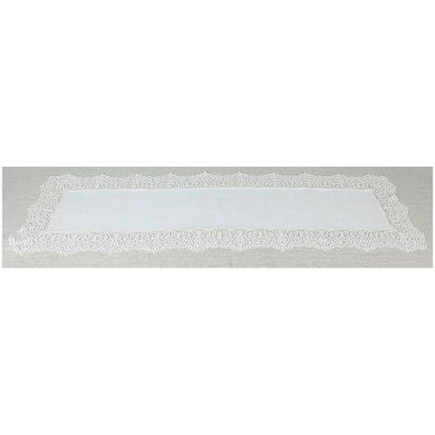 Lena Runner flowers in linen and lace Made in Italy 140x48 cm